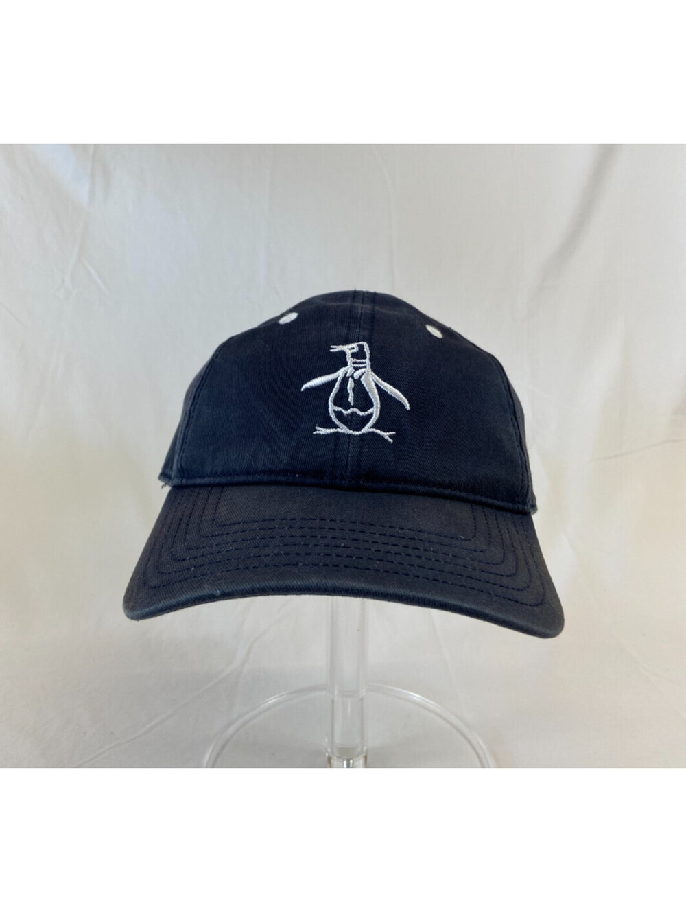 Original Penguin Munsingwear Baseball Cap Buckleback Hat Navy Leather Strap OSFA